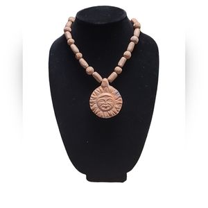 VTN Artisan Marvella Ceramic Sun Mayan Beaded Choker Statement Necklace